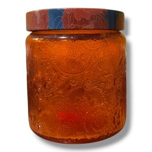 Floral Etched Jar With‎ Tin Lid